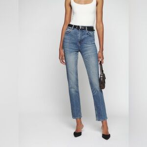 Reformation Liza Ultra High Rise Straight Jeans, Malta - 25